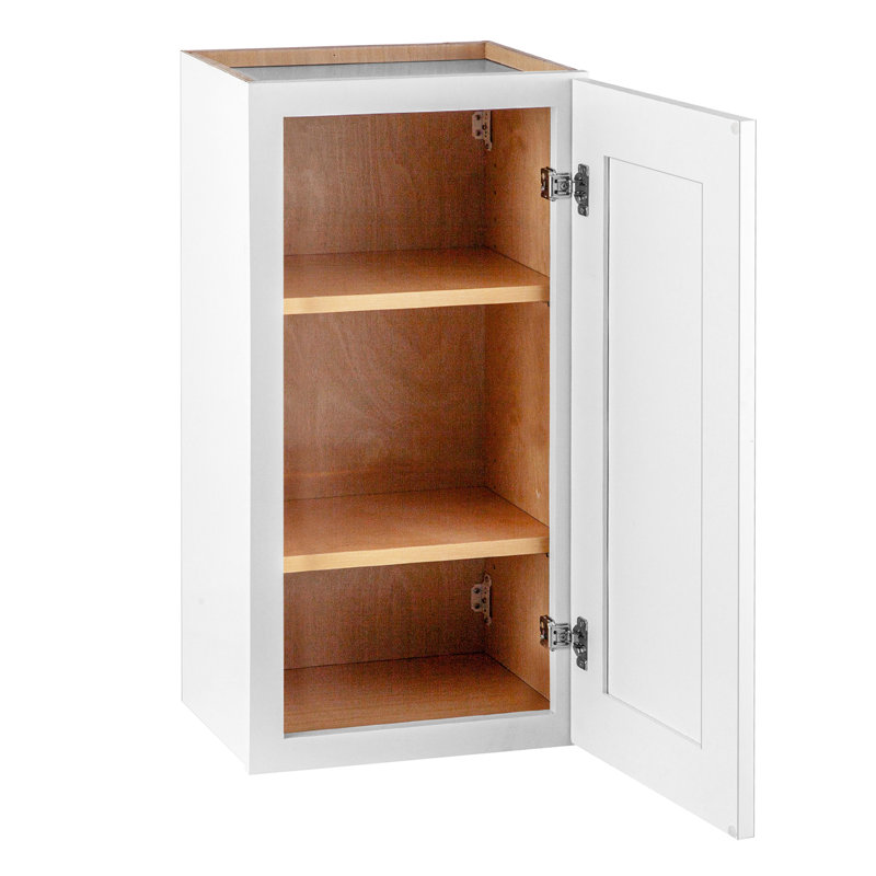 Armoire murale à porte simple en bois massif blanc pour le rangement dans le garage de la salle de bain, tablettes réglables, charnières à fermeture en douceur, assemblage facile par clic, l 15 po x P 12 po x H 30 po, finition laquée, à nettoyer, imperméable