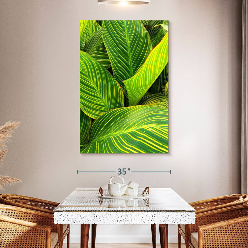 Harnek Striped Green Leaves, 51" H x 34" W
