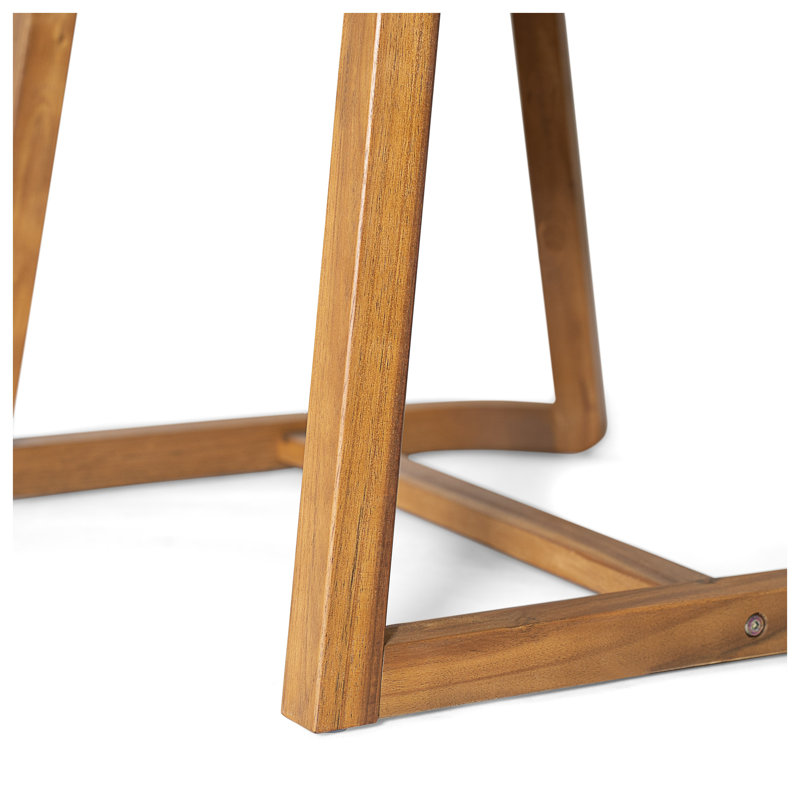 Ensemble bistro 3 pièces avec table ronde en bois d'acacia et chaises en osier