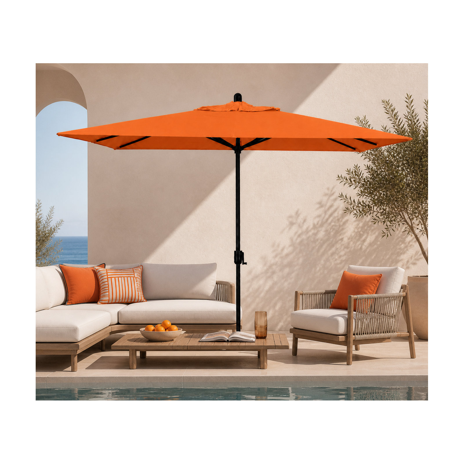 Olivier 116.7'' Outdoor Umbrella, Starring Gray, Canvas Tuscan Sunbrella® Canvas