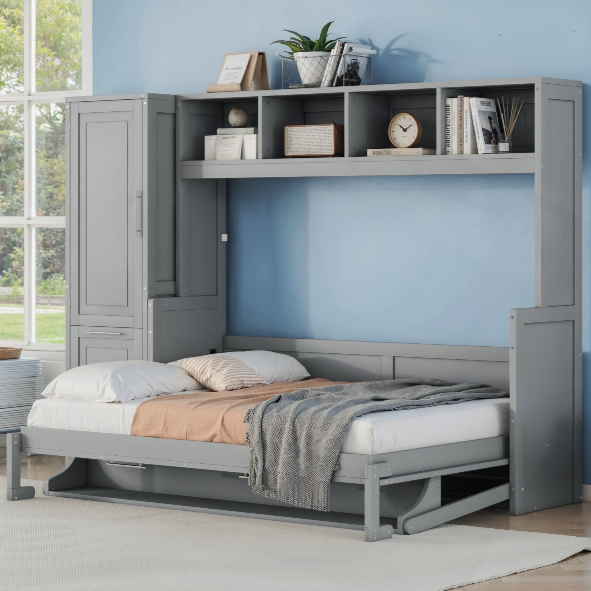 Red Barrel Studio Murphy Bed Wall Bed With Closet And Drawers - Wayfair ...