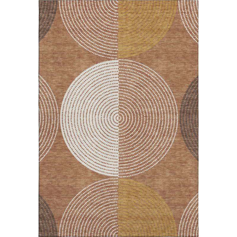 Premium Machine Washable Mayfield AMF2281 Geometric Rug, 10' x 14', Copper