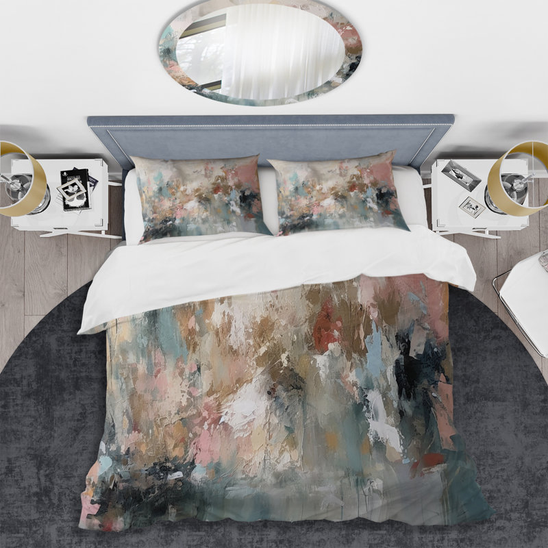 Ensemble de housse de couette Brushstroke Abstract Paint I Microfiber / Polyester