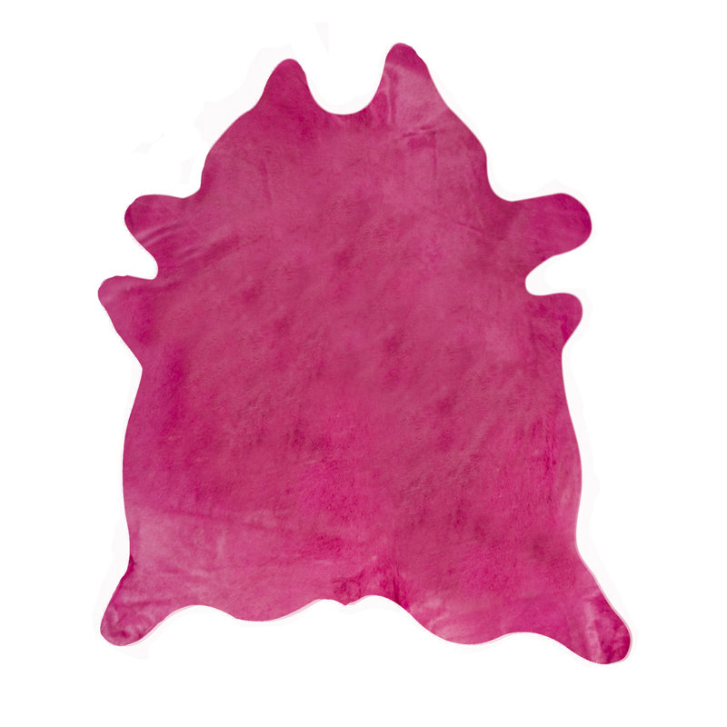 Tapis fuchsia en cuir de vache fait à la main Plainsboro, Nouveauté 5 pi x 7 pi