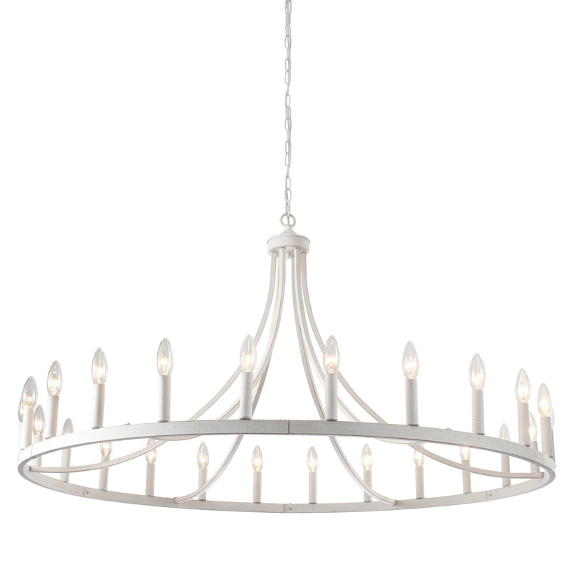 Hendon Large Farmhouse Wagon Wheel Chandelier Candle Style Rustic Round Lights Fixture for Kitchen Island Living Room Foyer Entryway