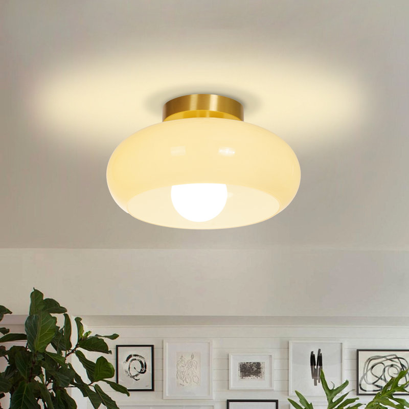 Modern Glass Flush Mount Ceiling Light for Entrance Hall, 3.94" H x 11.02" W x 11.02" D