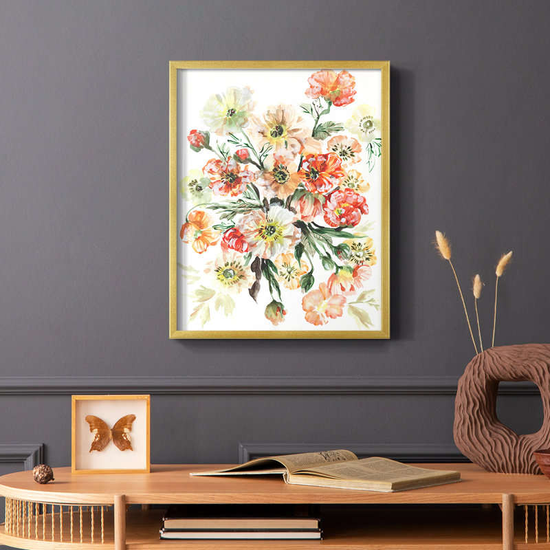 «Islandais Poppies I», reproduction encadrée - bois massif, H 10 po x l 8 po