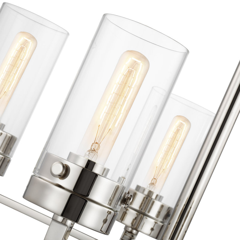 Lustre linéaire moderne Spoutnik à 5 lumières Barahona, Nickel poli