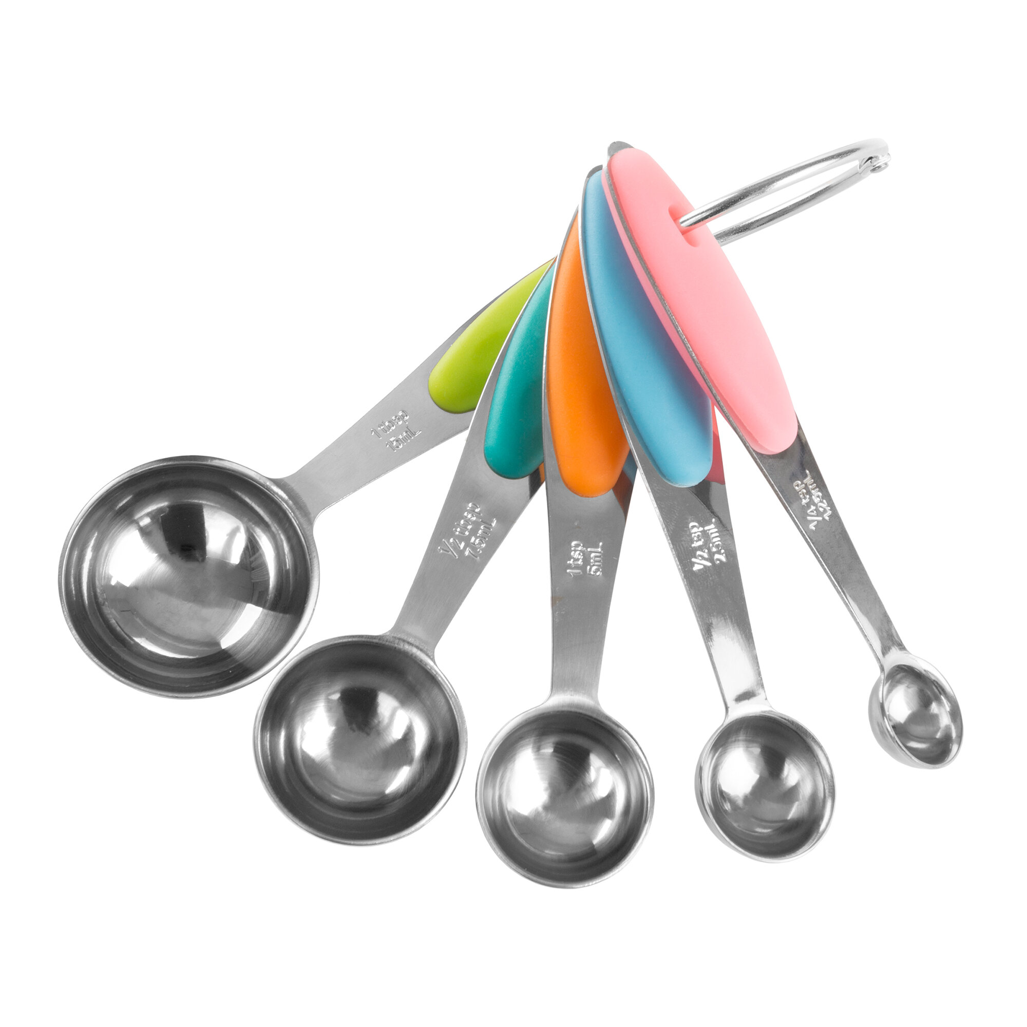Kitchenaid 5 Measuring Spoons With Silicone Grips Multicolor, Aqua