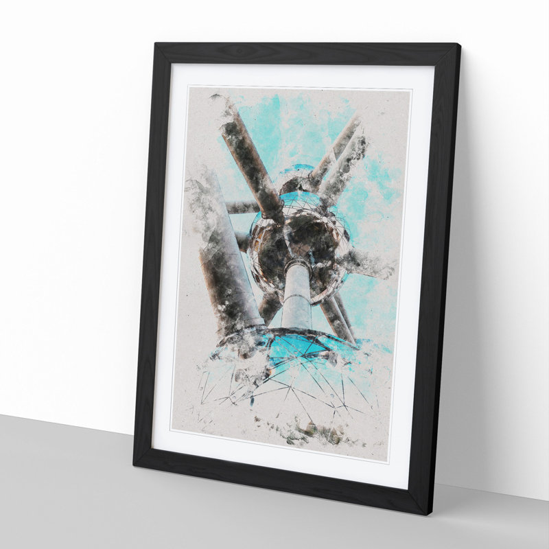 Atomium in Brussels Vol.2 Watercolour - Picture Frame Graphic Art, 65cm H x 48cm W x 2cm D, Black