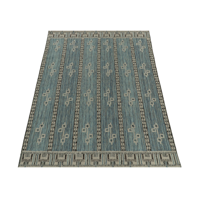 Scandinavian Wool Geometric Area Rug, Rectangle 5' x 7'