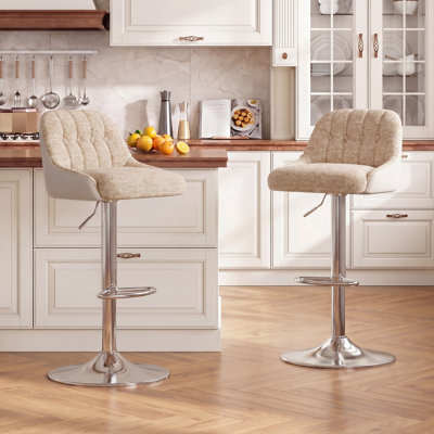 Upholstered Counter Stool with Metal Frame