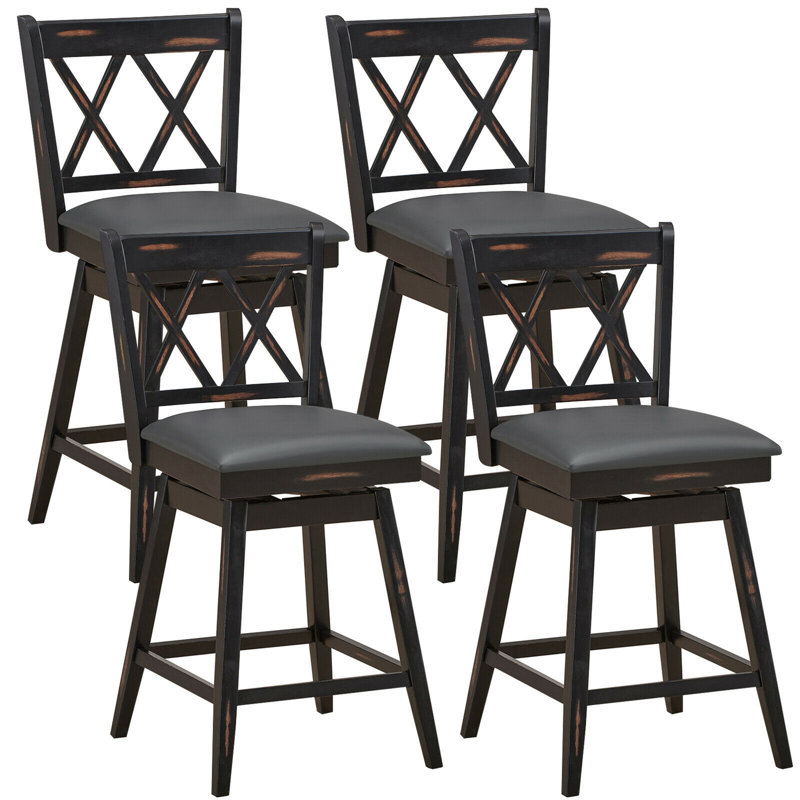 Tabouret de bar et de comptoir Embrey, Noir, 4, Hauteur de comptoir (hauteur du siège de 25 po)