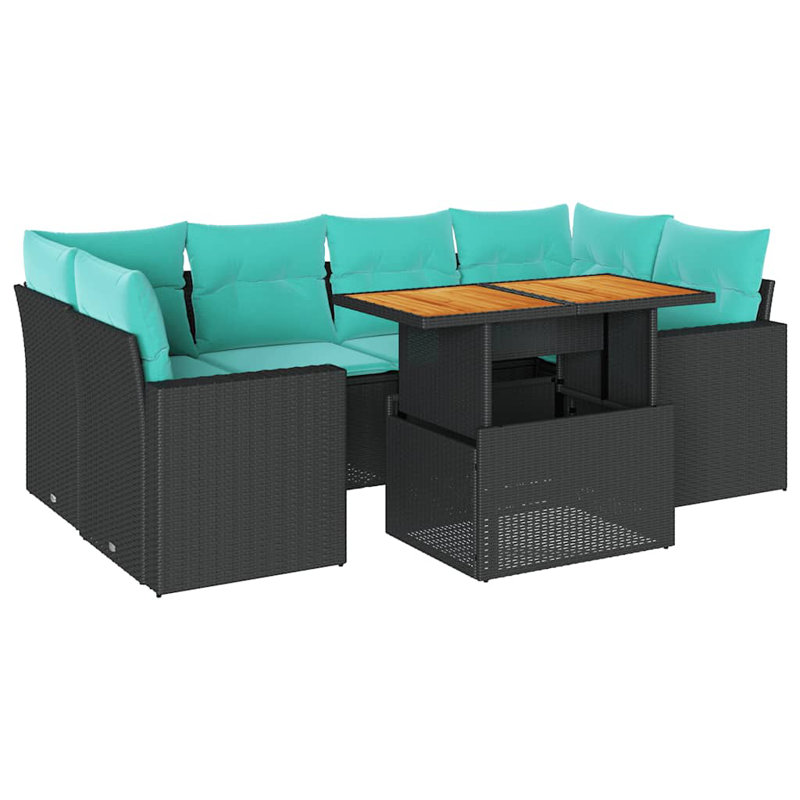 Ensemble de canapé de patio 7 pièces avec coussins en rotin de polyester