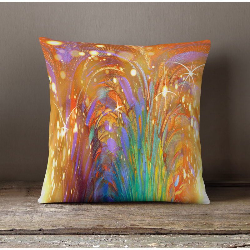 Throw Pillow With Insert, 20"H x 20"W, Blue/Orange Abstract 3