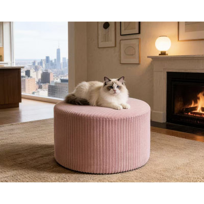 Velours côtelé rose avec conception entièrement compressée, aucun assemblage requis, utilisation polyvalente comme siège ou extension supplémentaire, taille compacte pour les petits espaces et les intérieurs modernes, 24 po de largeur, 15 po de hauteur, 9 lb,