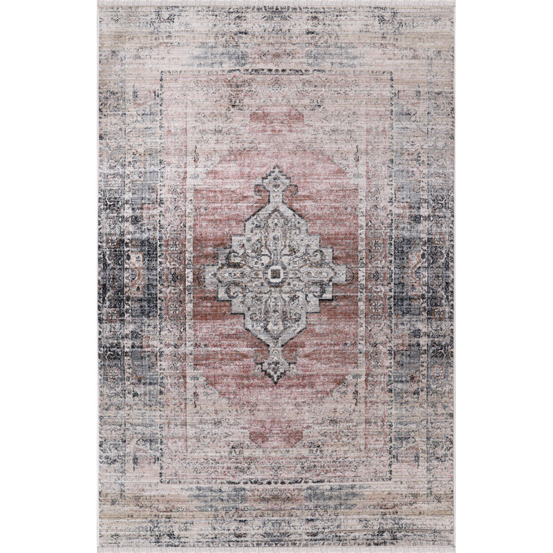 Tapis oriental brun / ivoire / rouge Moab, Rectangle 5 pi x 7 pi 7 po