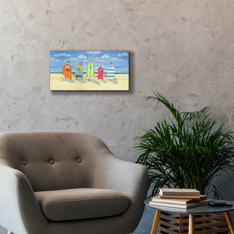 «Brighton Beach Huts» par Paul Brent, reproduction d'art sur toile, H 12 po x l 24 po x P 0,75 po