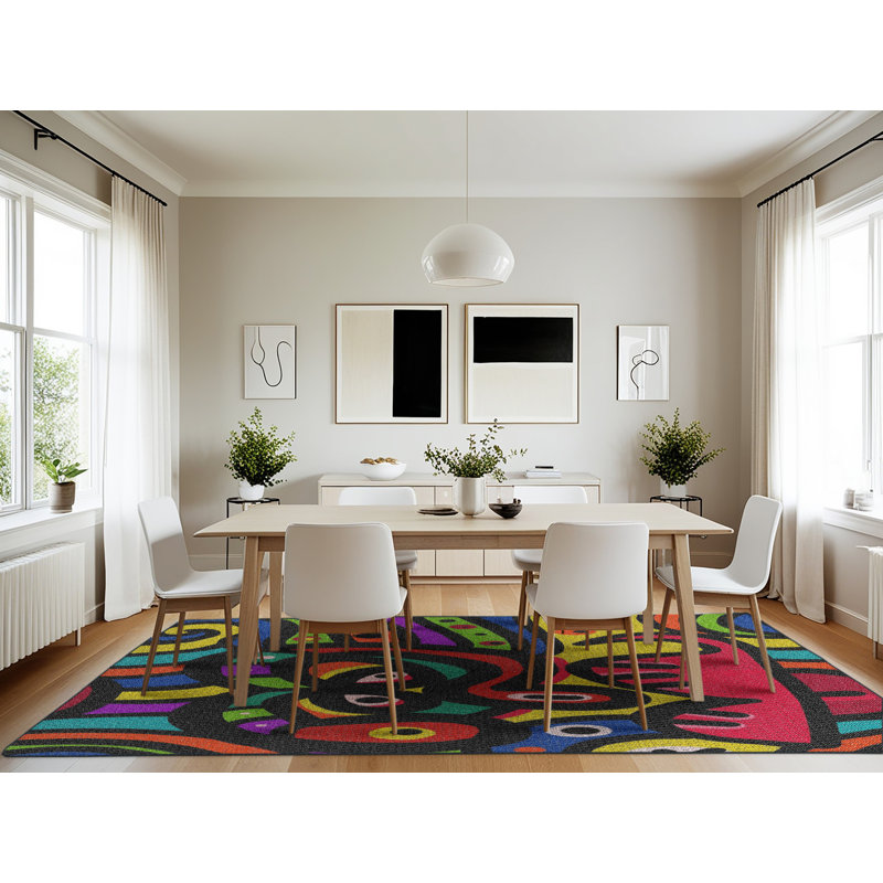 Tapis bleu tissé à la machine, Rectangle 6 pi x 9 pi