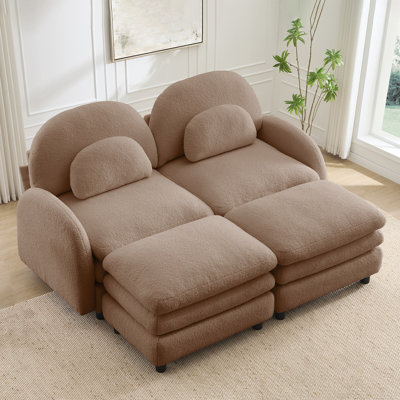 Teddy Fabric Soft Cloud-like 2 Seater Sofa with 2 ottoman