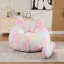 Pouf en fausse fourrure en forme de chat de 106 cm de large, fauteuil de sol confortable pour la lecture et les jeux, avec coussin pour la queue, idéal pour le salon et la chambre.-200756432