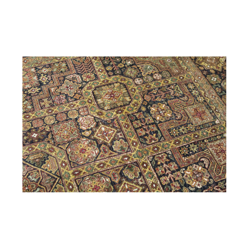 Tapis noir et noir de haute qualité noué à la main