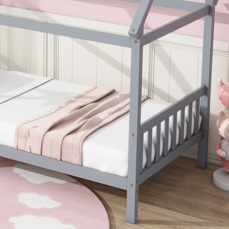 Lit simple en gris - esthétique architecturale avec peu d'espace, Light Gray