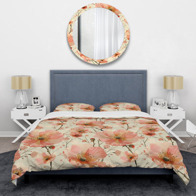 Ensemble de housse de couette Pastel Pink Blush Blooms I - Modern