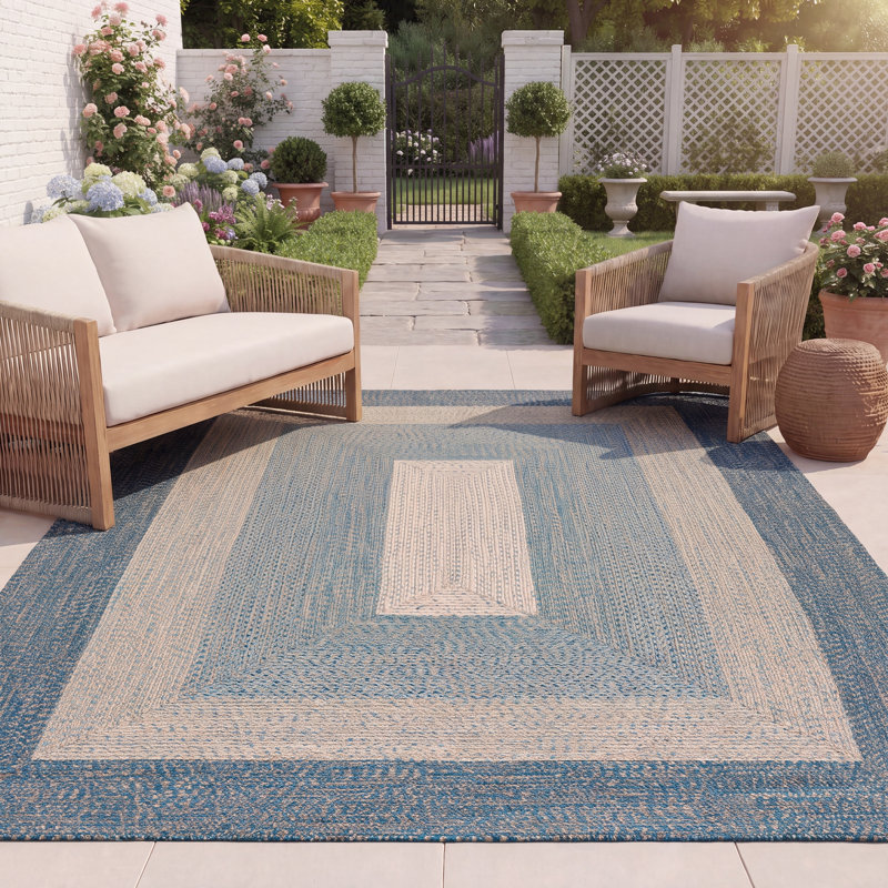 Kealan Rotella Woven Performance Machine Washable Performance Chevron Indoor/Outdoor Area Rug, Rectangle 8' x 10'