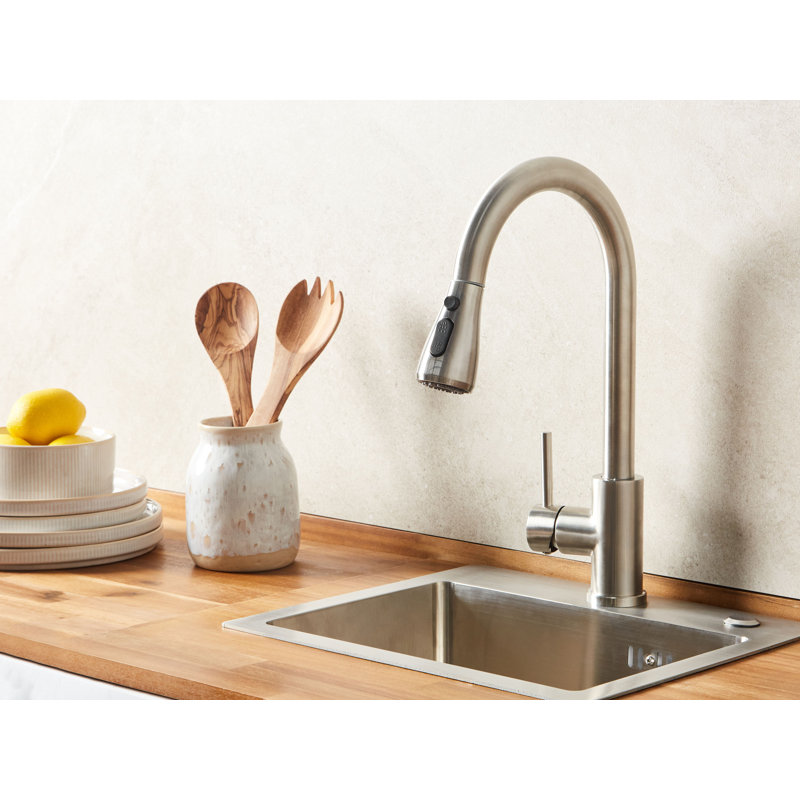 Belfry Kitchen Kitchen Faucet, Brushed Nickel/Polished Chrome