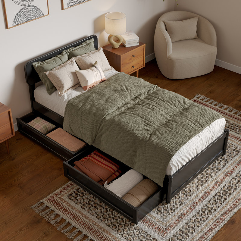 Ause Bed, Twin XL, Black
