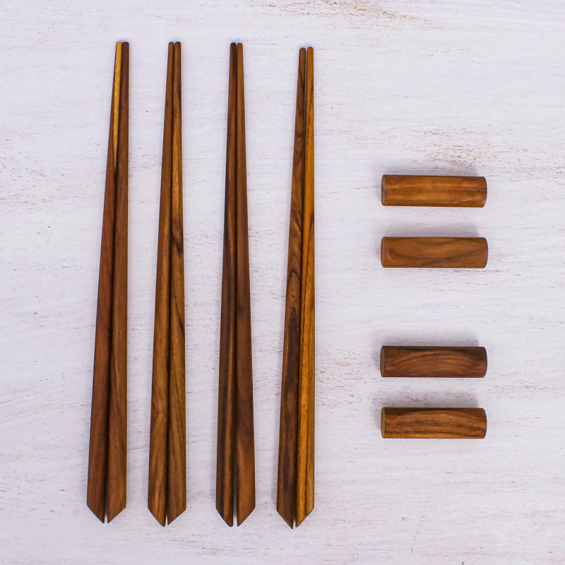 Baguettes en bois de teck miraculeux (ensemble de 4)