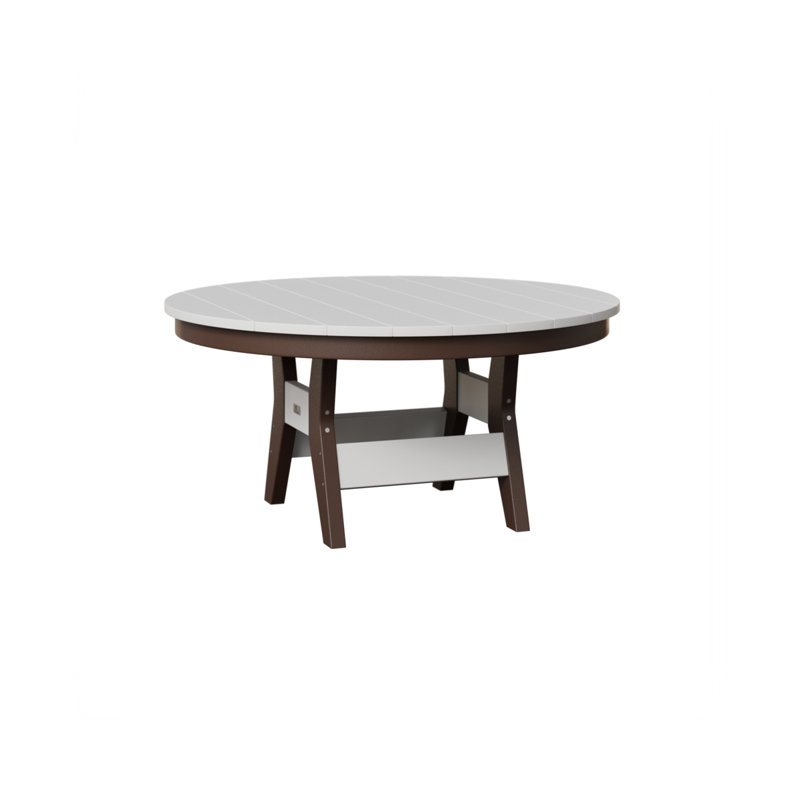 Harbor Outdoor Round Coffee Table, Chocolate Brown, White