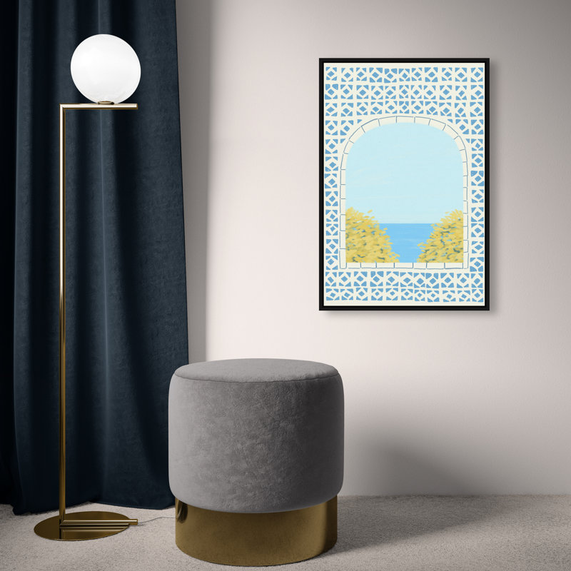 Mediterranean Window II Print by Oliver Gal, 31"H x 21"W, Black Floater Frame
