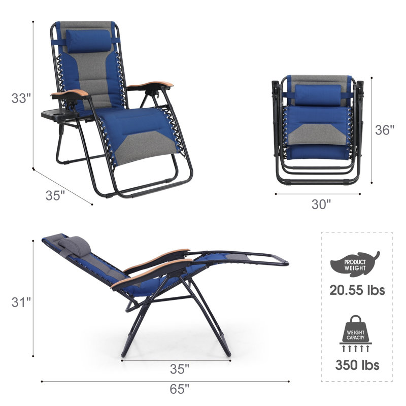 Syril Folding Zero Gravity Chair, Navy Blue