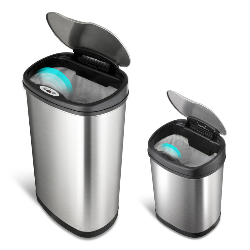 Nine Stars Steel Open Kitchen Trash Can - 13.2 Gallons
