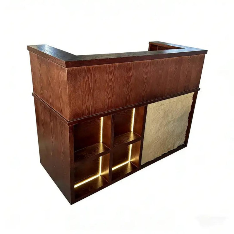Bureau de réception moderne minimaliste d'une largeur de 39 à 138 po avec éclairage d'appoint à DEL et comptoir de mouvements