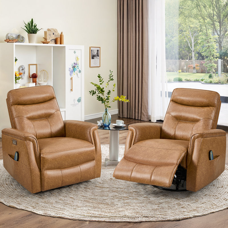Fauteuil inclinable en similicuir Detine, Brun