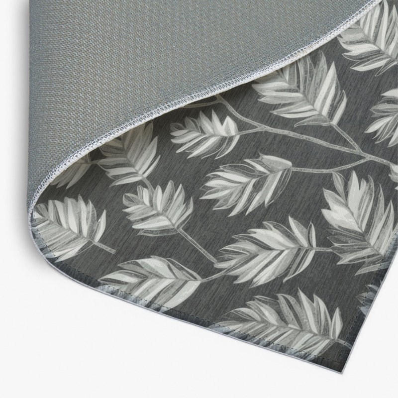 Botanical Gray Indoor and Outdoor Area Rug, Rectangle 8' x 10'