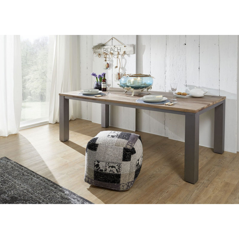 Le Havre Solid Wood Top Metal Base Dining Table, H76 x L200 x W100cm