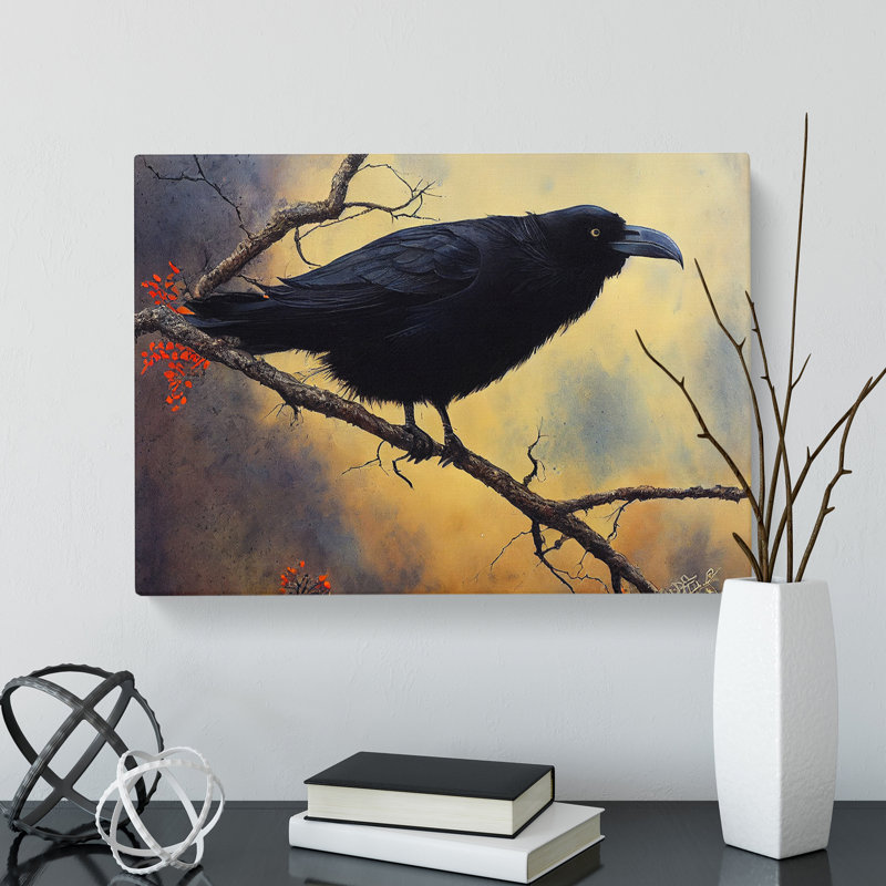Splendorous Raven Bird - Wrapped Canvas, 50cm H x 76cm W x 3cm D