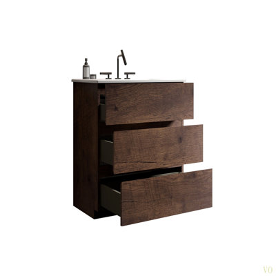 24"   Bathroom Vanity With Sink With 3 Faucet Holes, Large Storage Freestanding Bathroom Vanity For Modern Bathroom, One-Piece  Sink Basin Without Drain And Faucet, Pre-Assembled