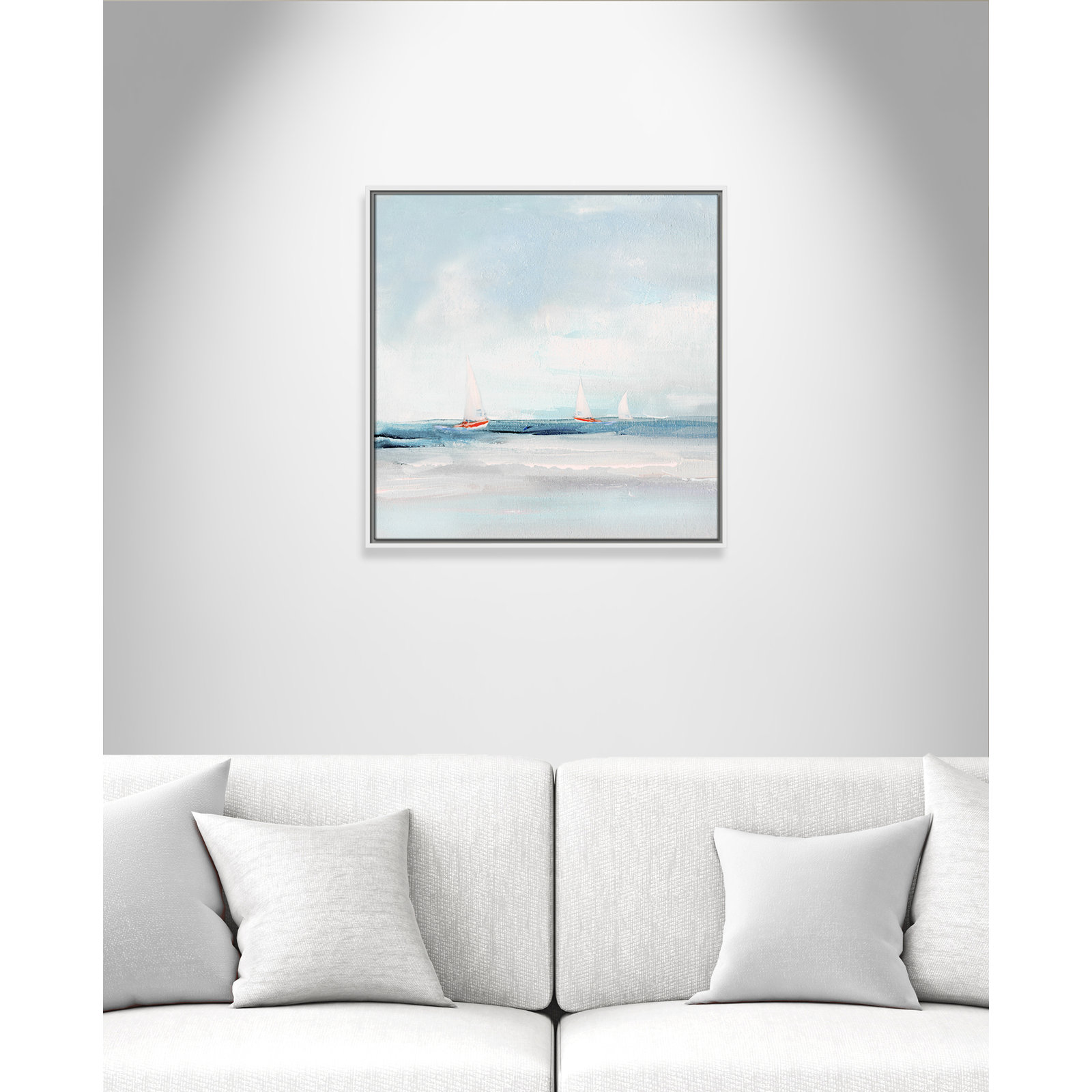 Charter "Caribbean Sail" Painting by Sally Swatland, 25.5" H x 25.5" W x 2" D, White