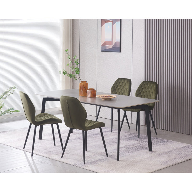 Norred Velvet Dining Chairs Upholstered seat, Sage Green