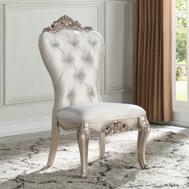Chaise d'appoint l 22,4 po (ensemble de 2), tissu crème et ivoire doré
