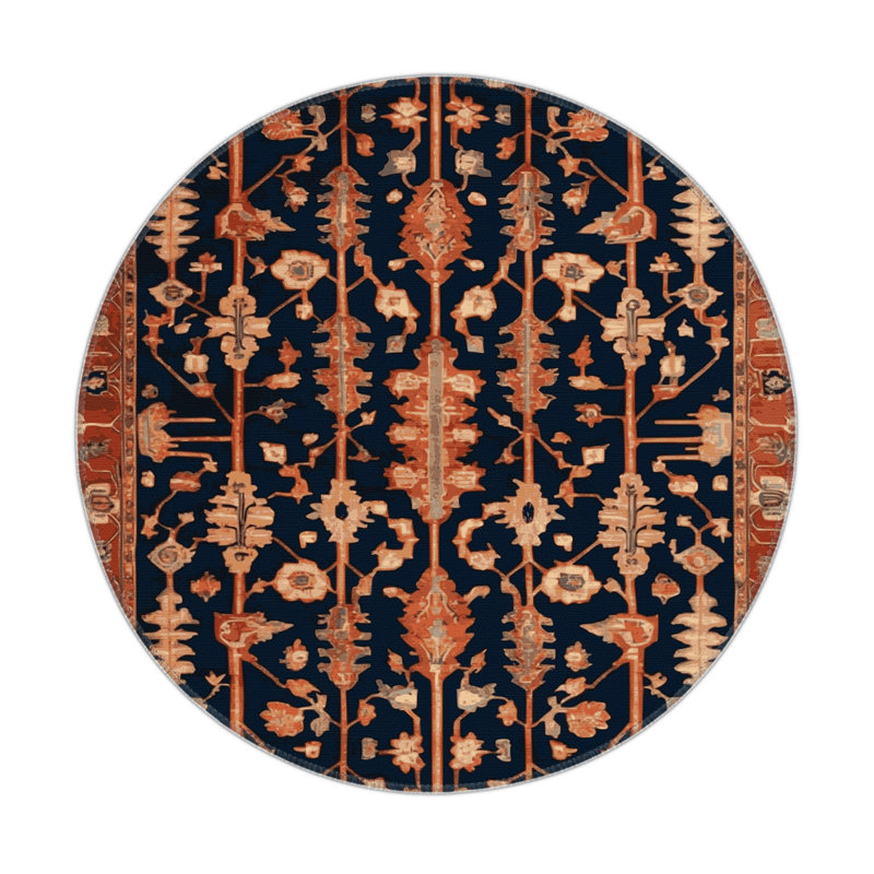 Persian Gray Indoor and Outdoor Area Rug, Round 5'