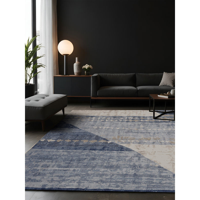 Tapis gris soyeux et moelleux, Carré 7 pi