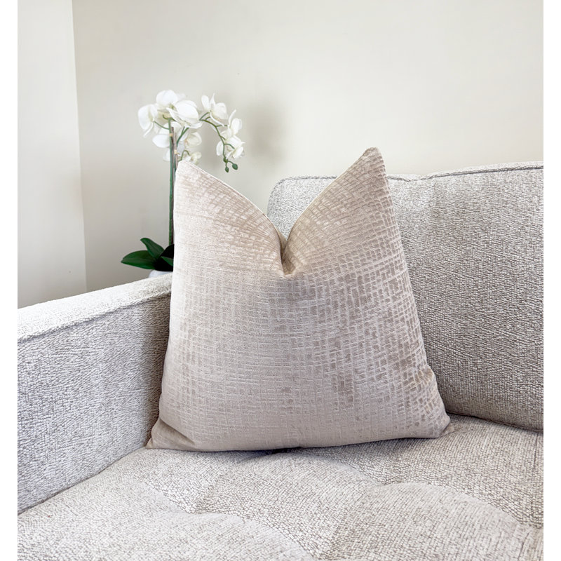 Housse de coussin en velours texturé, Naturel, 22 x 22 po
