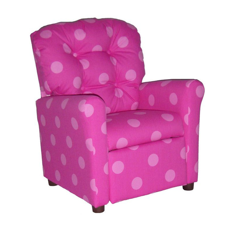 Kids 13.5'' Recliner Chair and Ottoman, Oxygen Pink