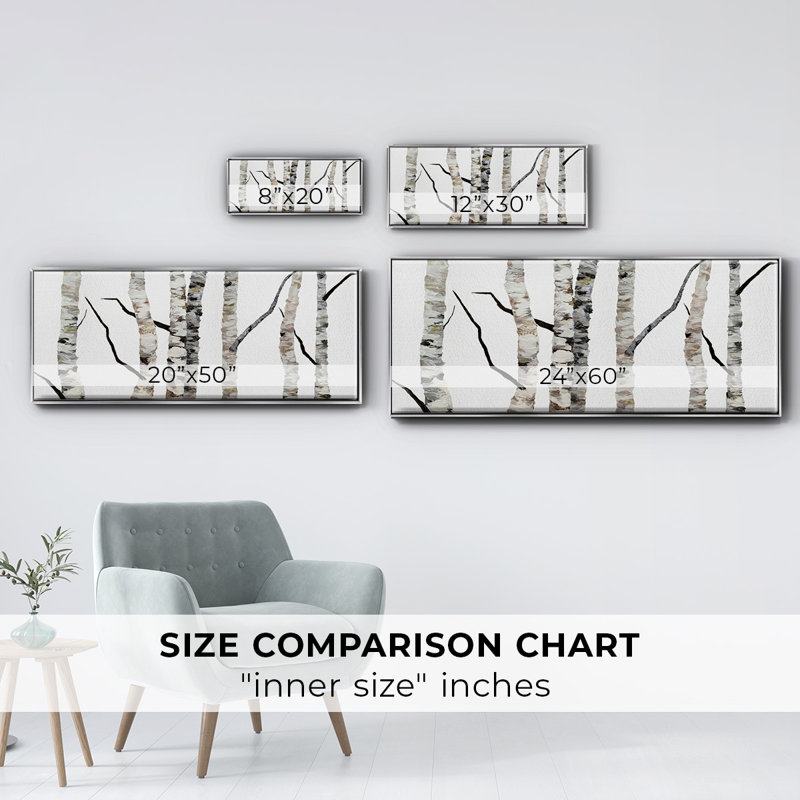 Birch Trees II- Framed Canvas, 24" H x 60" W